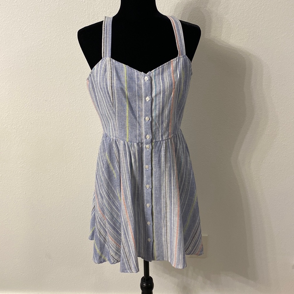 100% Cotton Copper Key Button Front Striped Sundress Size Medium with Tags